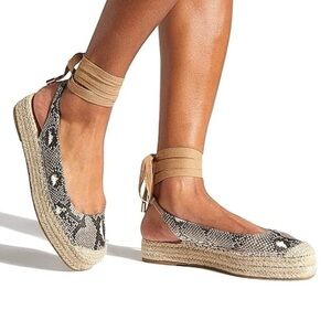 Sz 6.5 Snake Julianne Ankle Tie Flatform Espadrille Sandals NIB-8956